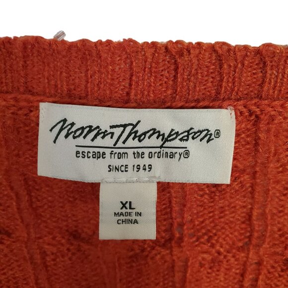 Norm Thompson Womens Size XL Cardigan Cable Knit Button Sweater Cozy Soft Orange - Picture 4 of 10
